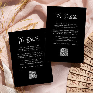 Black Whimsical Wedding Guest Details QR Code Enclosure Card