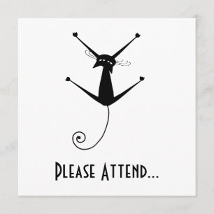 Black Whimsy Kitty 10 Invitation