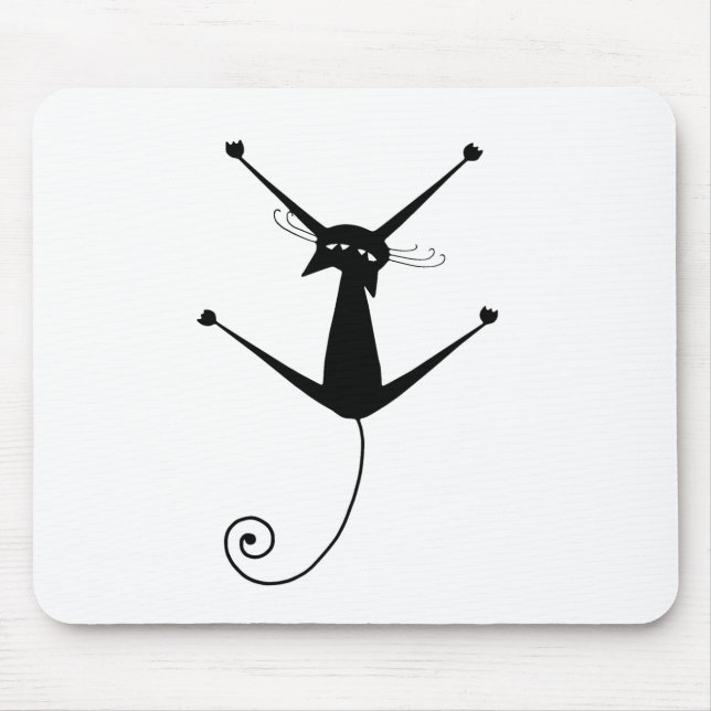 Black Whimsy Kitty 10 Mouse Mat (Front)