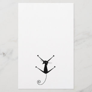 Black Whimsy Kitty 10 Stationery