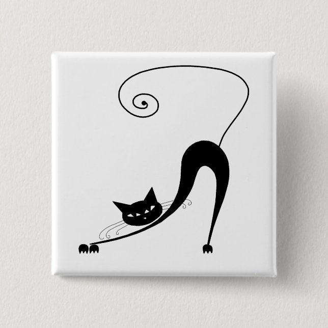 Black Whimsy Kitty 2 15 Cm Square Badge (Front)