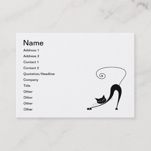 Black Whimsy Kitty 2 Business Card (Front)