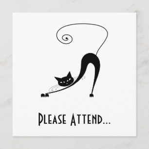Black Whimsy Kitty 2 Invitation