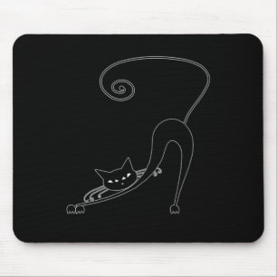 Black Whimsy Kitty 2 Mouse Mat