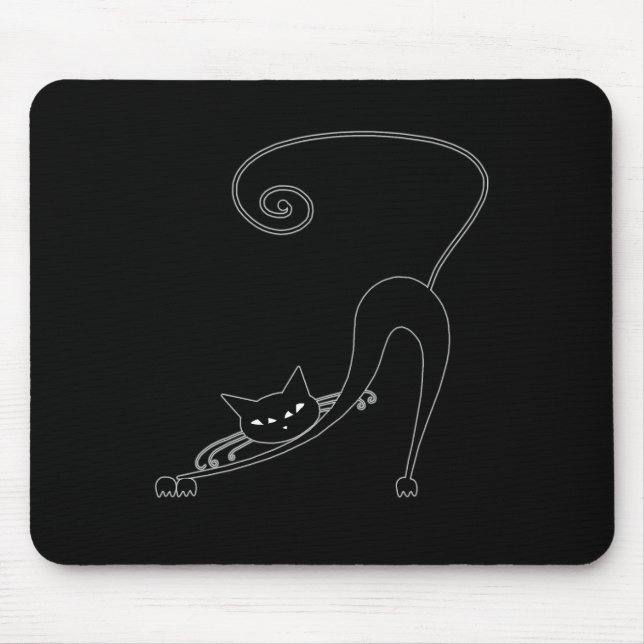 Black Whimsy Kitty 2 Mouse Mat (Front)