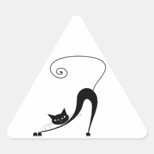 Black Whimsy Kitty 2 Triangle Sticker