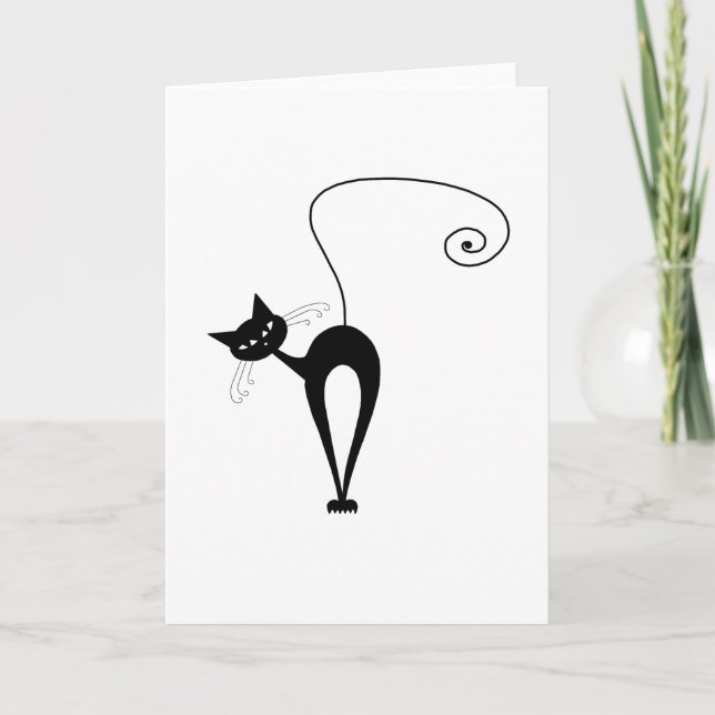 Black Whimsy Kitty 3 Card (Front)