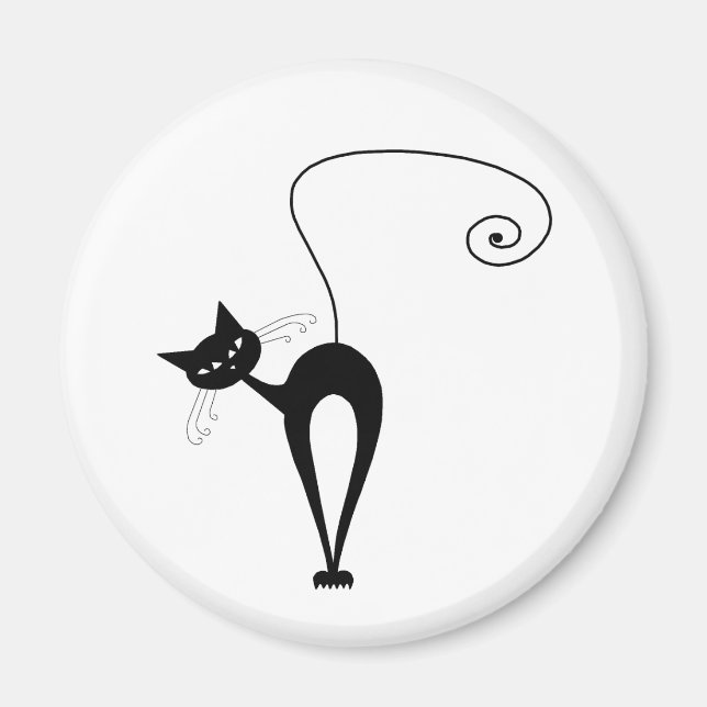 Black Whimsy Kitty 3 Magnet (Front)