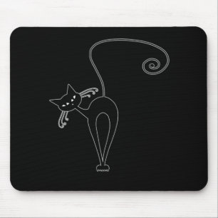 Black Whimsy Kitty 3 Mouse Mat