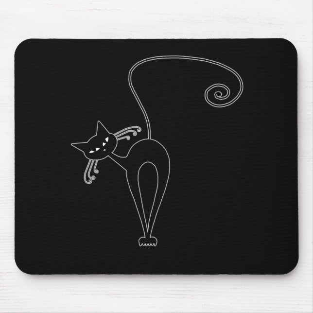 Black Whimsy Kitty 3 Mouse Mat (Front)