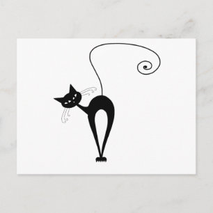 Black Whimsy Kitty 3 Postcard
