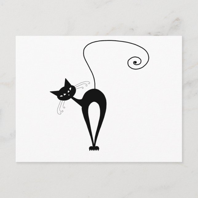 Black Whimsy Kitty 3 Postcard (Front)