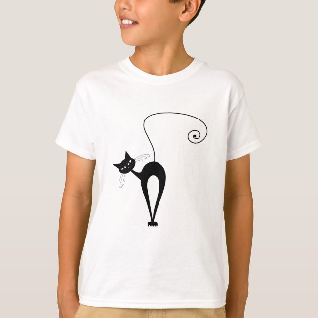 Black Whimsy Kitty 3 T-Shirt (Front)