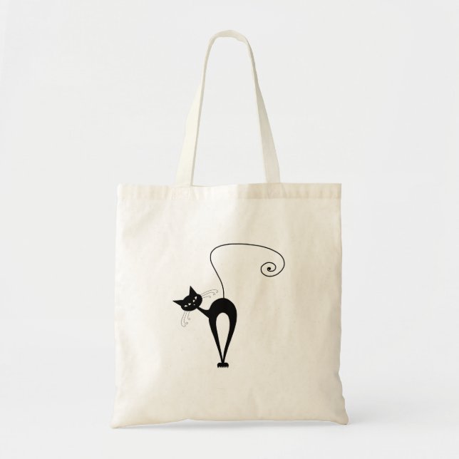 Black Whimsy Kitty 3 Tote Bag (Front)
