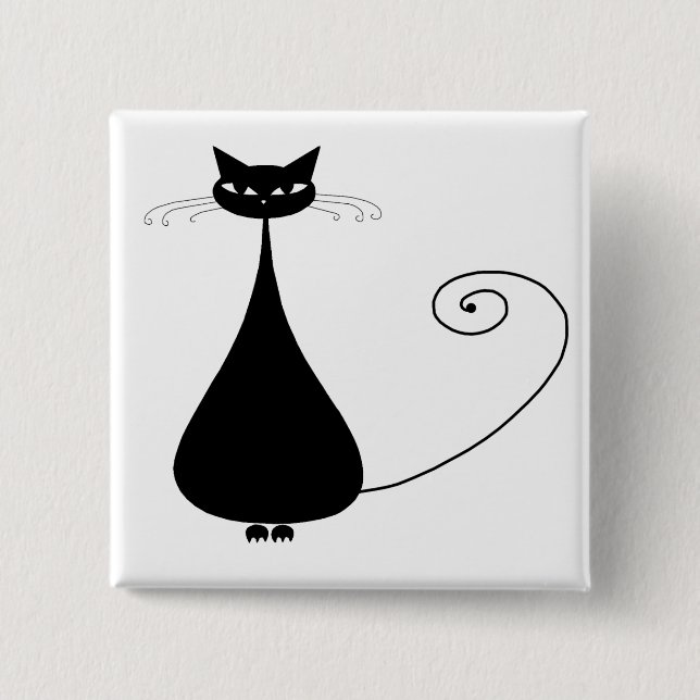 Black Whimsy Kitty 4 15 Cm Square Badge (Front)