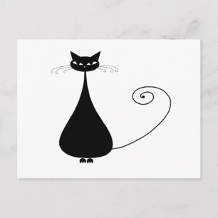 Black Whimsy Kitty 4 Postcard