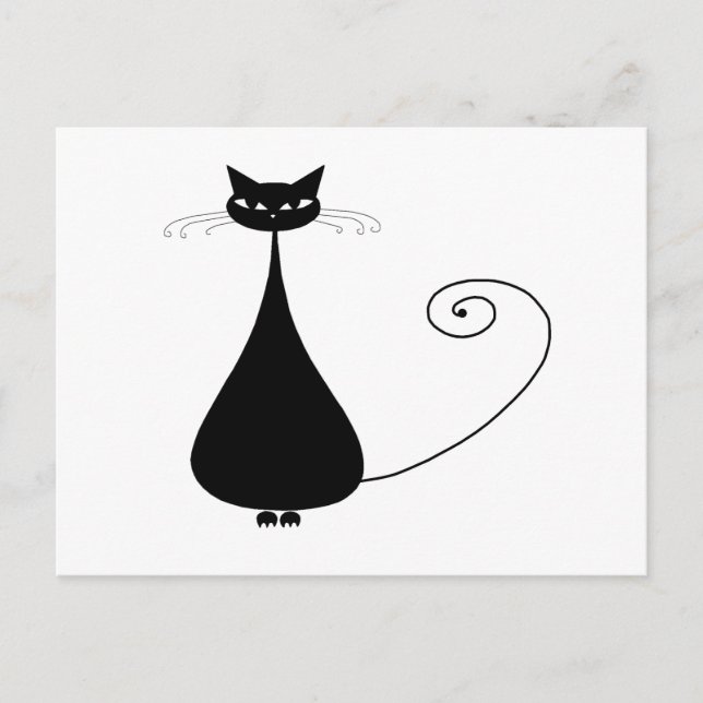 Black Whimsy Kitty 4 Postcard (Front)