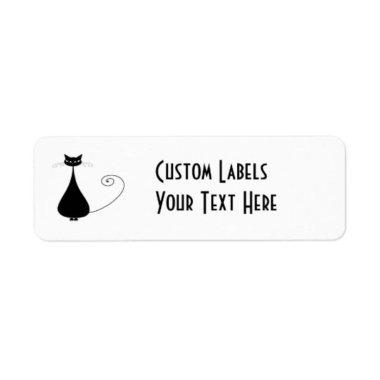 Black Whimsy Kitty 4 Return Address Label