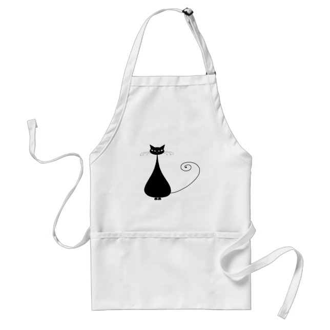 Black Whimsy Kitty 4 Standard Apron (Front)