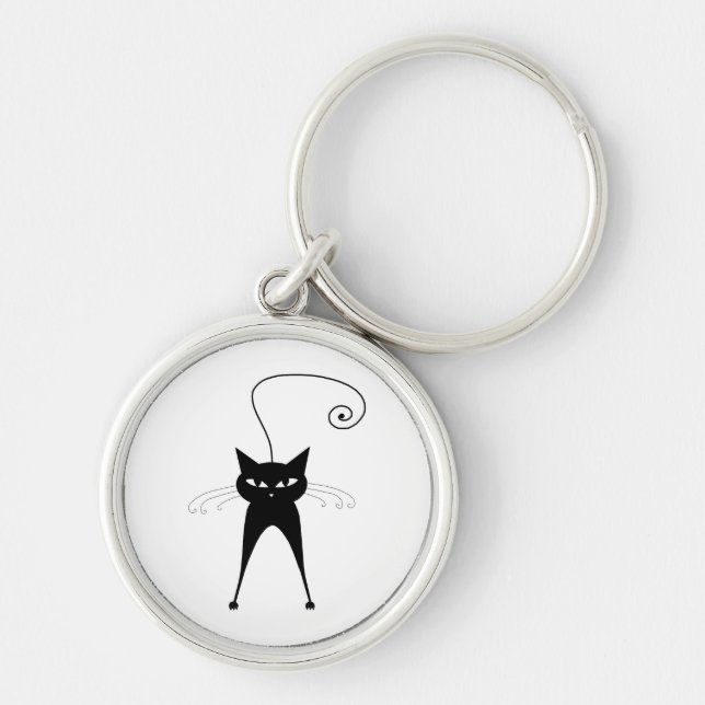 Black Whimsy Kitty 6 Key Ring (Front)