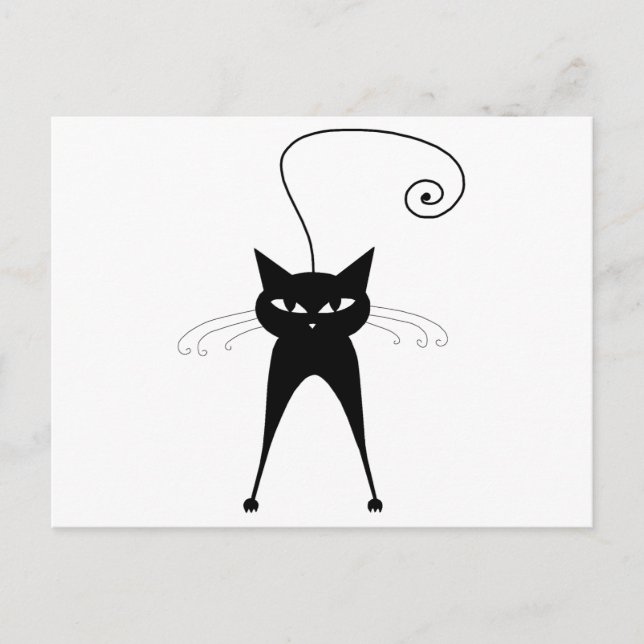 Black Whimsy Kitty 6 Postcard (Front)
