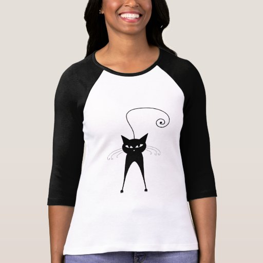 Black Whimsy Kitty 6 T-shirt - 25.25 Black Whimsy Kitty 6 T-shirt