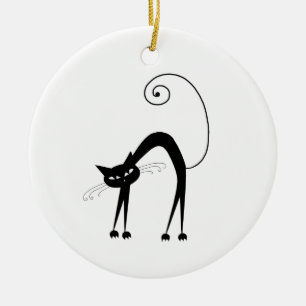 Black Whimsy Kitty 9 Ceramic Tree Decoration