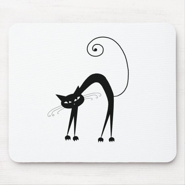 Black Whimsy Kitty 9 Mouse Mat (Front)