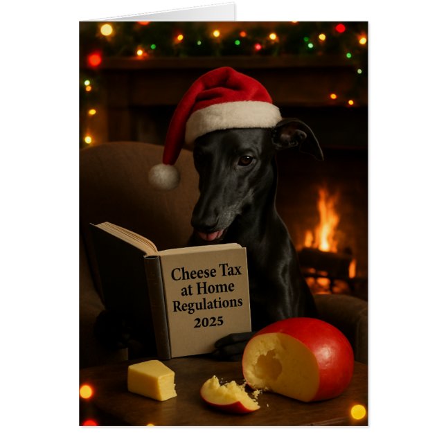 Black Whippet 'Cheese Tax' Christmas card (Front)