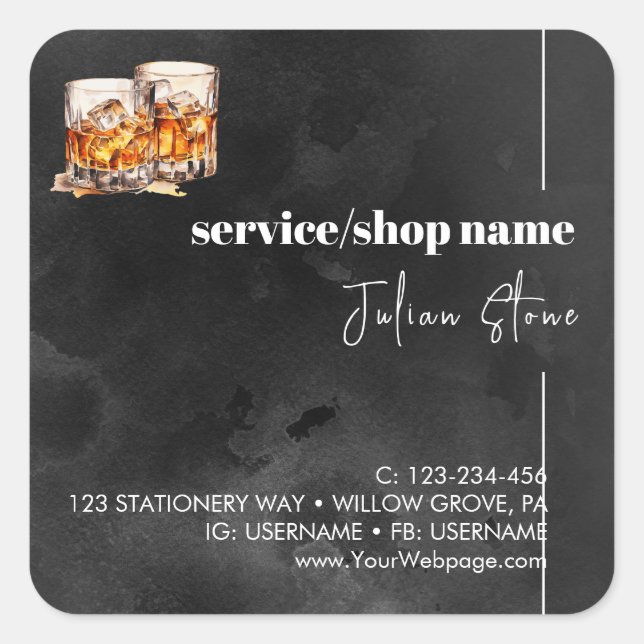 Black whiskey  square sticker (Front)
