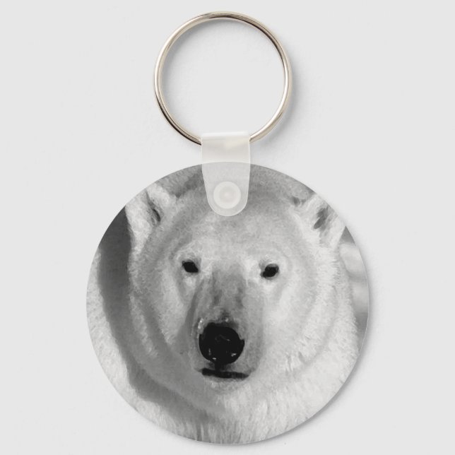 Black & Whit Polar Bear Key Ring (Front)