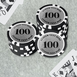 Black White 100 Numbered Poker Chips
