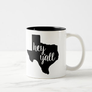 Black/White 11 oz Mug - Texas Hey Y'all