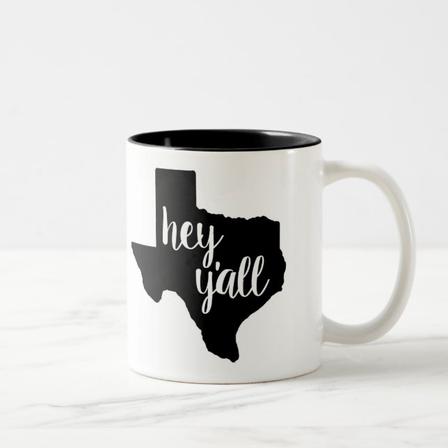 Black/White 11 oz Mug - Texas Hey Y'all (Right)