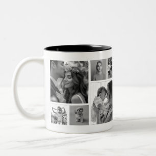Black & White 12 Square Photo Keepsake Two-Tone Coffee Mug