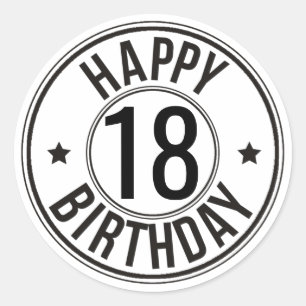 Black & white 18th Birthday Classic Round Sticker