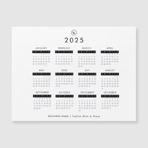 Black & White 2025 Calendar Custom Business Logo Magnetic Invitation
