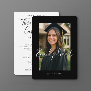 BLACK & WHITE 2026 Graduation Invite with Photo