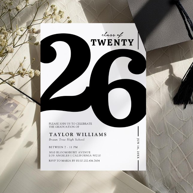 Black & White 2026 Graduation Party Invitation (Creator Uploaded)