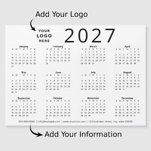 Black White 2027 Custom Logo Business Calendar