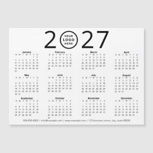 Black White 2027 Custom Logo Business Calendar
