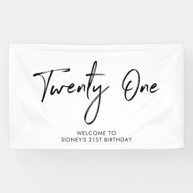 Black & White 21st Birthday Party Welcome Banner (Horizontal)