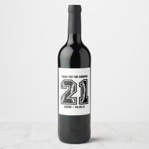 Black & White 21st Birthday Thank You Wine Label