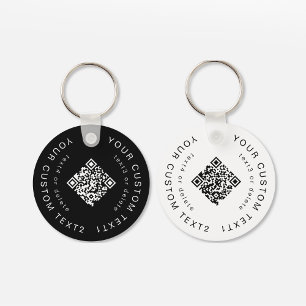 Black & White 2 sided QR Code Business Brand Key Ring
