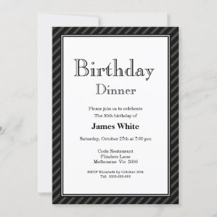 Black & White 30th Birthday Dinner Invitation