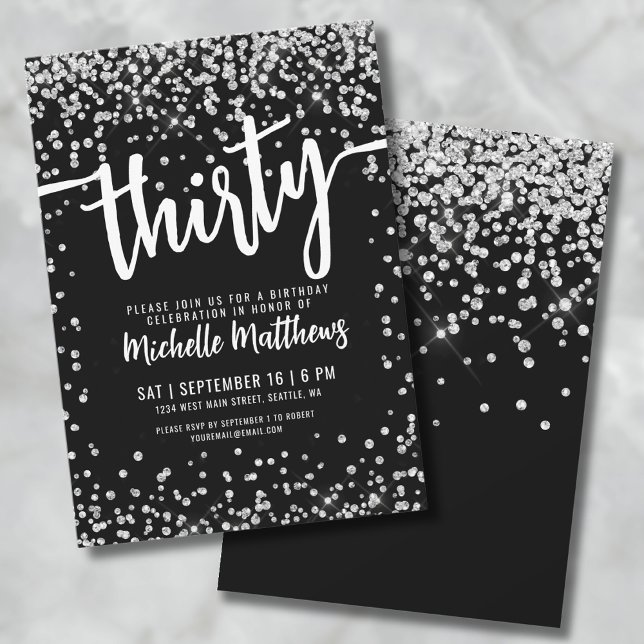 Black White 30th Birthday Party Invitation (Black And White 30th Birthday Invitation)
