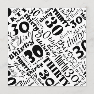 Black & White 30th Birthday Party Invitation