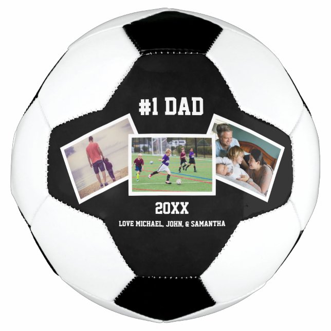 Black White 3 Photo Father's Day Football (Front)