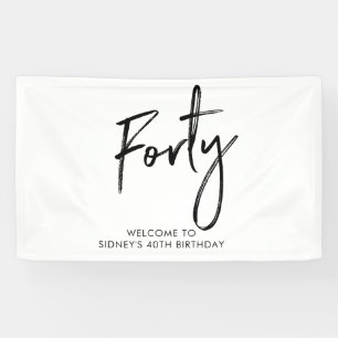 Black & White 40th Birthday Party Welcome Banner