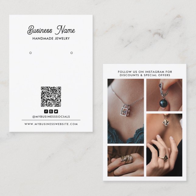 Black & White 4-Photo Earring Display Card (Front/Back)